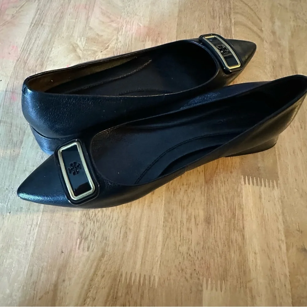 Tory Burch Georgia Pointed Toe Flat Black Shoes